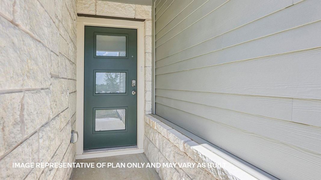 Exterior details and patio area of a home in Trails at Wildhorse, Austin (Image 4).