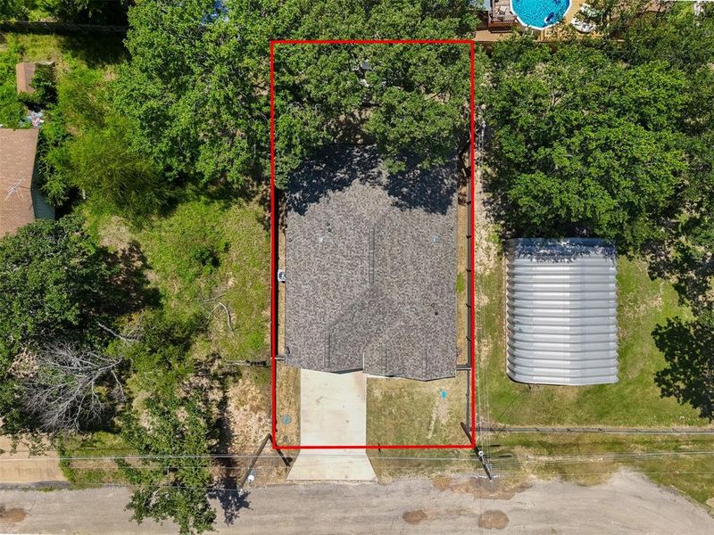 Aerial overview of property's location with property boundaries highlighted Aerial overview of property's location with property boundaries highlighted