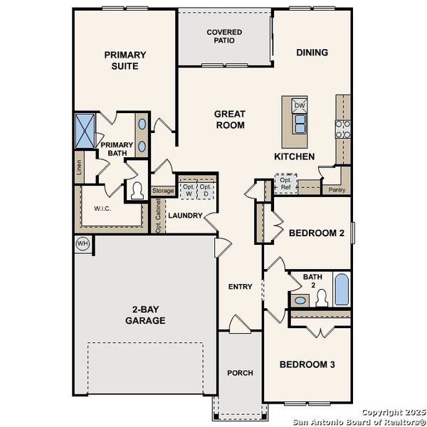 2D floor plan layout of this home in Cinco Lakes, San Antonio, TX (Image 4).