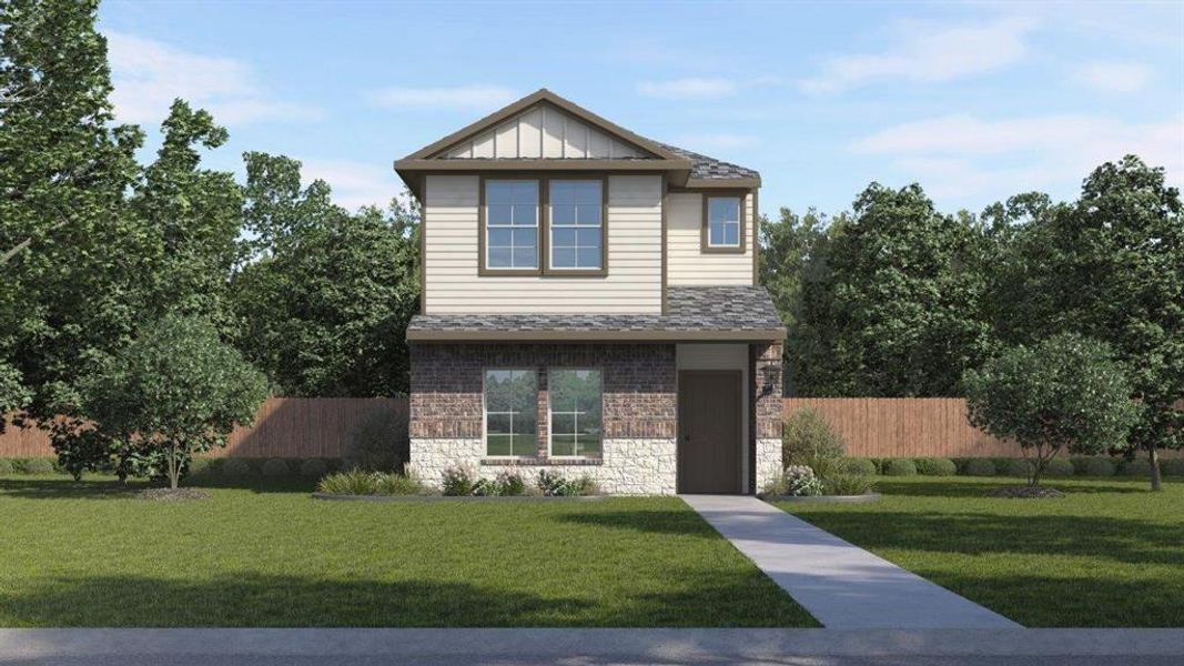 Front exterior of a new home in California Meadows, Arlington, TX, highlighting curb appeal (Image 1). Front exterior of a new home in California Meadows, Arlington, TX, highlighting curb appeal (Image 1).