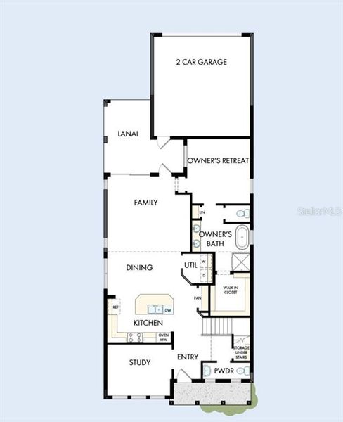 2D floor plan layout of this home in Emerald Landing at Waterside at Lakewood Ranch – Cottage Series, Sarasota, FL (Image 5).