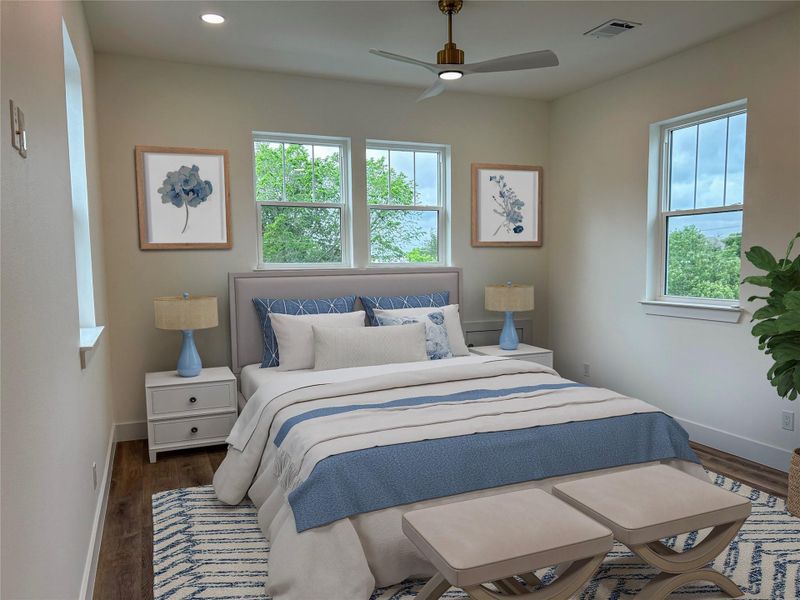 Virtually staged bedroom