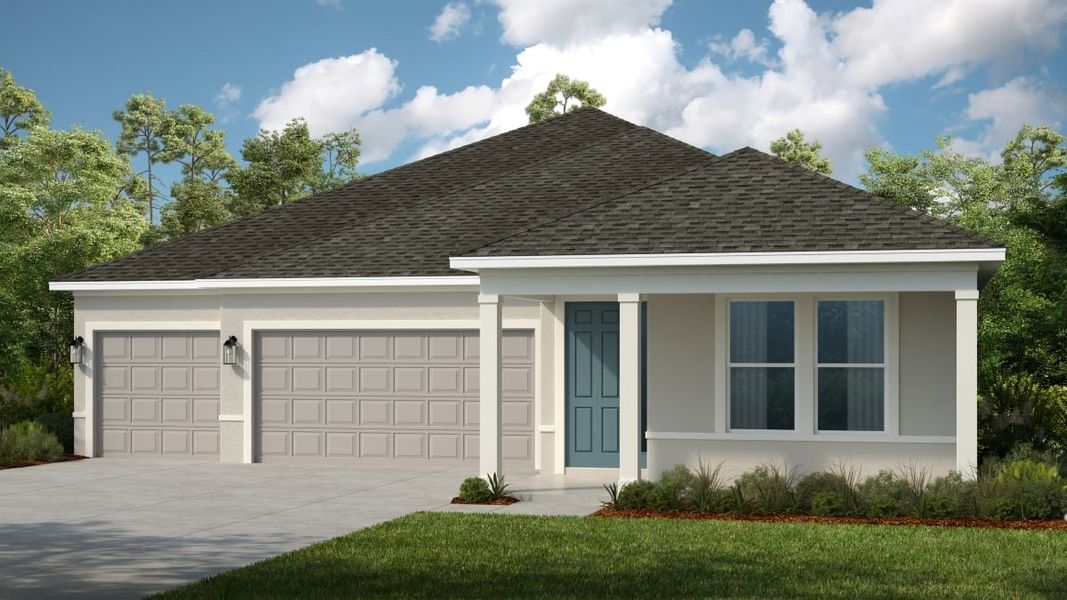 Representative exterior photo of a completed home built from the Bainbridge by Taylor Morrison in Esplanade at McKinnon Groves, Winter Garden, FL (Image 17). Representative exterior photo of a completed home built from the Bainbridge by Taylor Morrison in Esplanade at McKinnon Groves, Winter Garden, FL (Image 17).