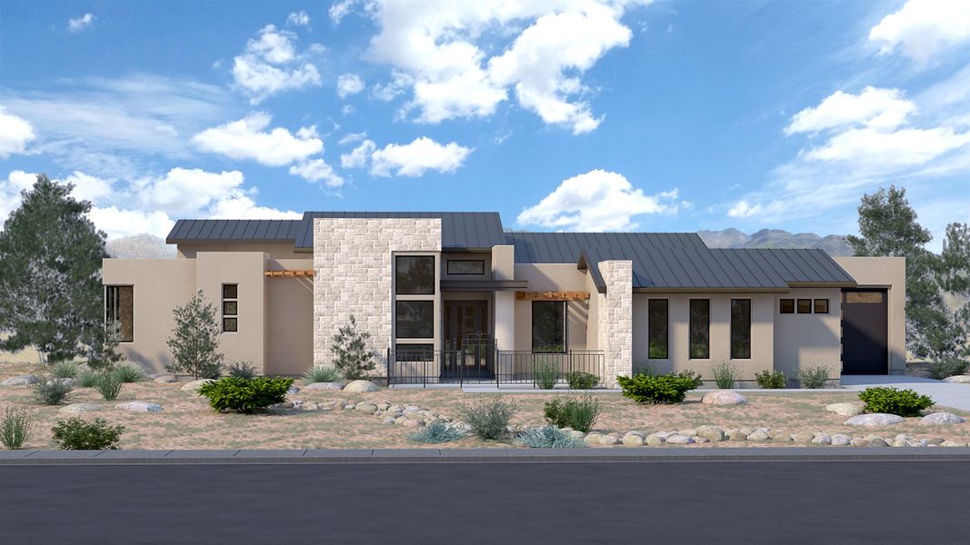 Front exterior of a new home in StoneRidge, Prescott Valley, AZ, highlighting curb appeal (Image 1).