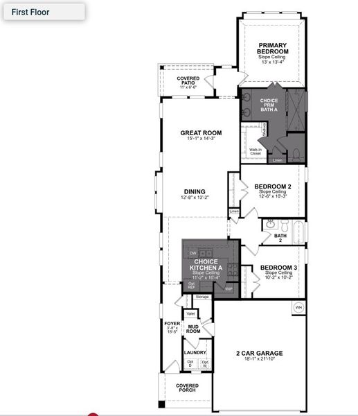 2D floor plan layout for the Bristol by Beazer Homes in The Highlands, Porter, TX (Image 3).