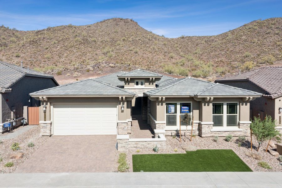 Front exterior of a new home in Meridian at Northpointe at Vistancia, Peoria, AZ, highlighting curb appeal (Image 19).