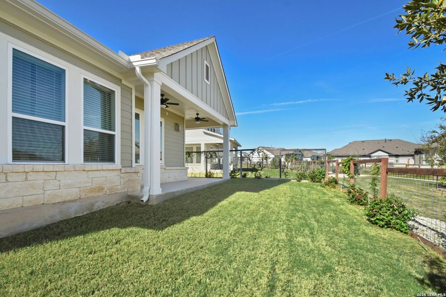 Exterior details and patio area of a home in The Crossvine 45’, Schertz (Image 19).