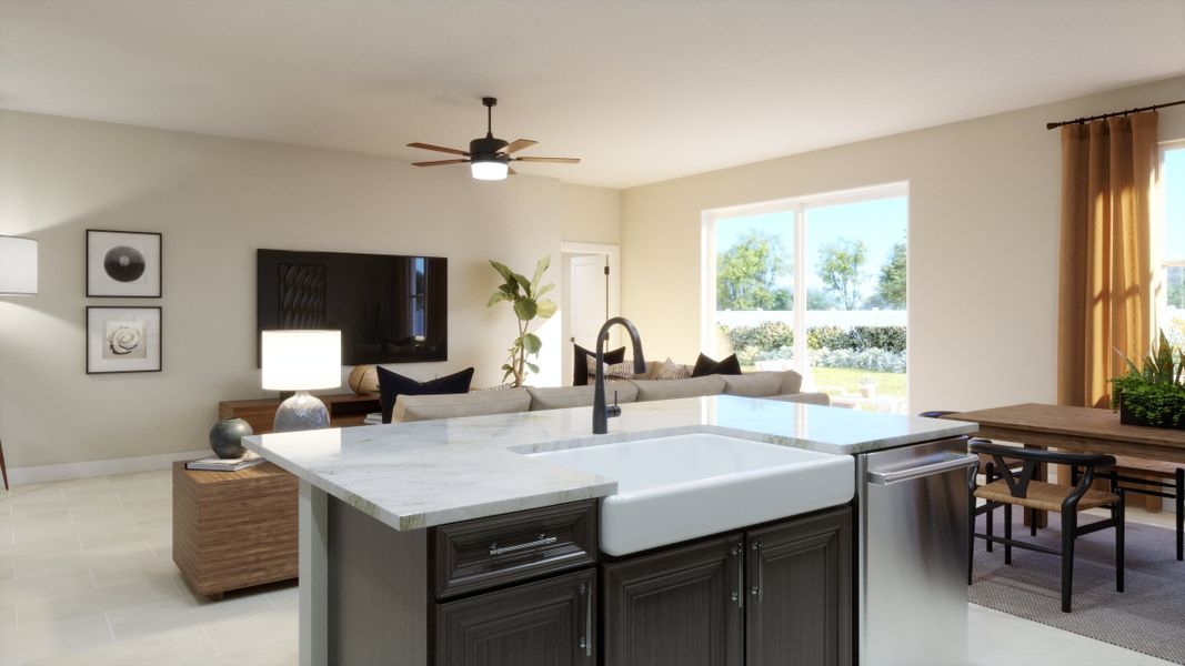 Representative furnished interior of a home built from the Dune by Risewell Homes in Marion Ridge, Haines City (Image 6). Representative furnished interior of a home built from the Dune by Risewell Homes in Marion Ridge, Haines City (Image 6).