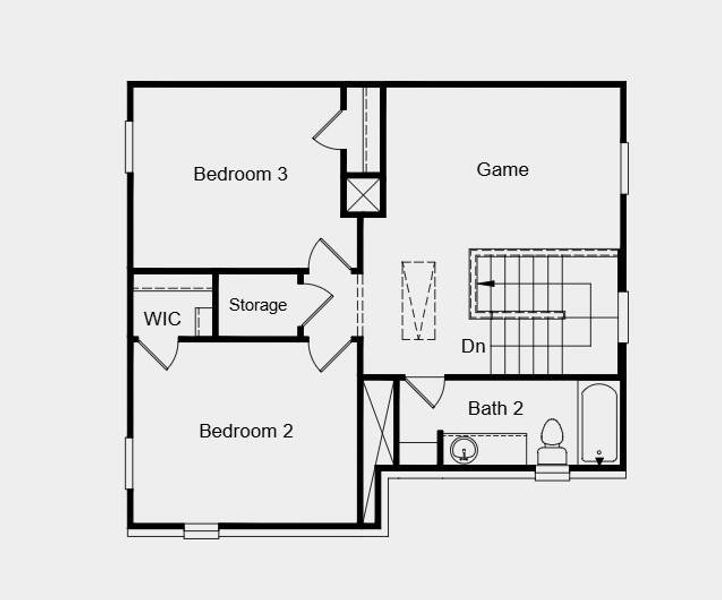 Second Floor Plan - Additional Highlights Include: covered patio, 8' mahogany door at entry, gourmet kitchen, and gas drop for future outdoor use