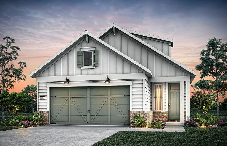 Representative exterior photo of a completed home built from the Hallmark by Del Webb in Del Webb Southern Oaks, Newnan, GA (Image 23).
