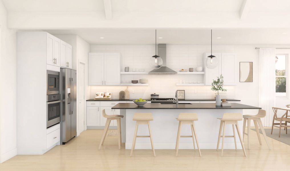 Kitchen with pendant lights