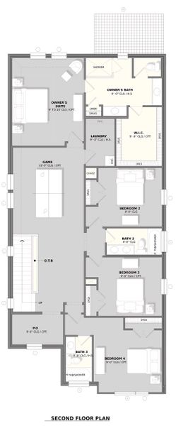 2D floor plan layout for the Plan 4 by Monarch Homes in Royal Court, Frisco, TX (Image 4).