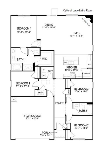 2D floor plan layout for the Cali by D.R. Horton in Hamptons at Riverwood North, Dallas, GA (Image 5).