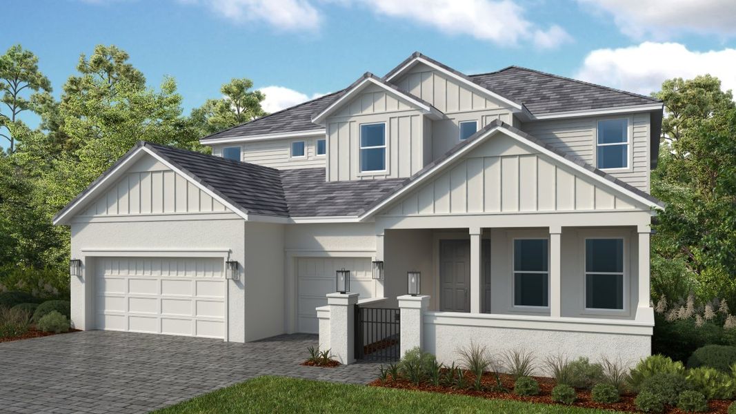 Representative exterior photo of a completed home built from the Ravenna by Taylor Morrison in Esplanade at McKinnon Groves, Winter Garden, FL (Image 20).