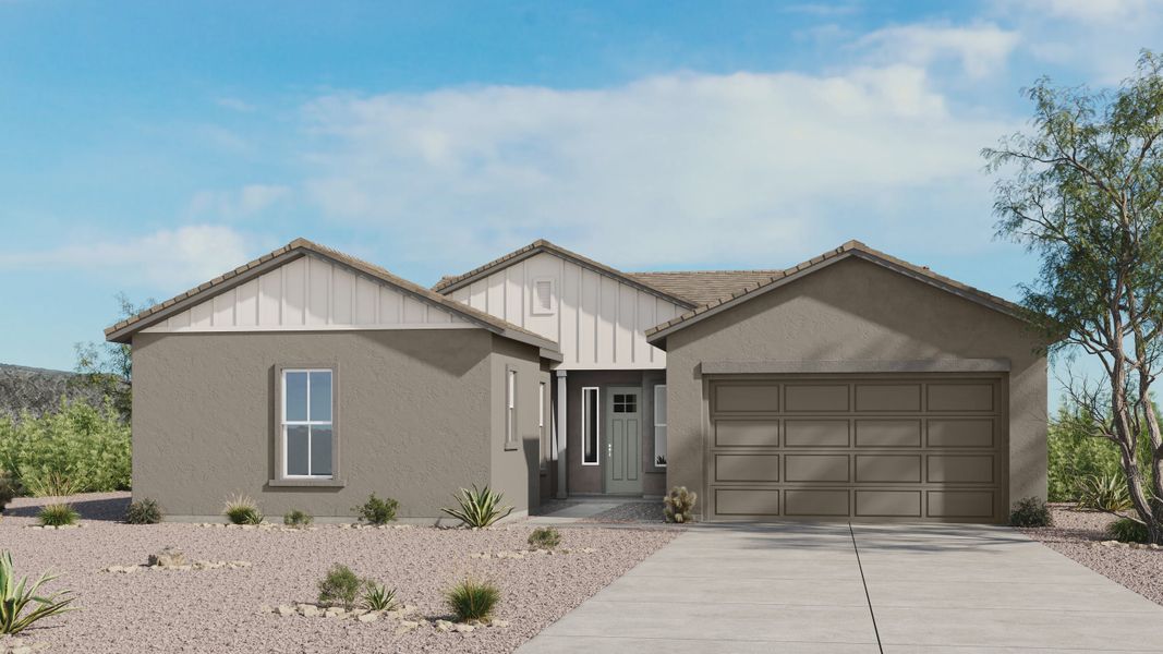 Representative exterior photo of a completed home built from the Everglade by Taylor Morrison in Saddleback, Peoria, AZ (Image 4). Representative exterior photo of a completed home built from the Everglade by Taylor Morrison in Saddleback, Peoria, AZ (Image 4).
