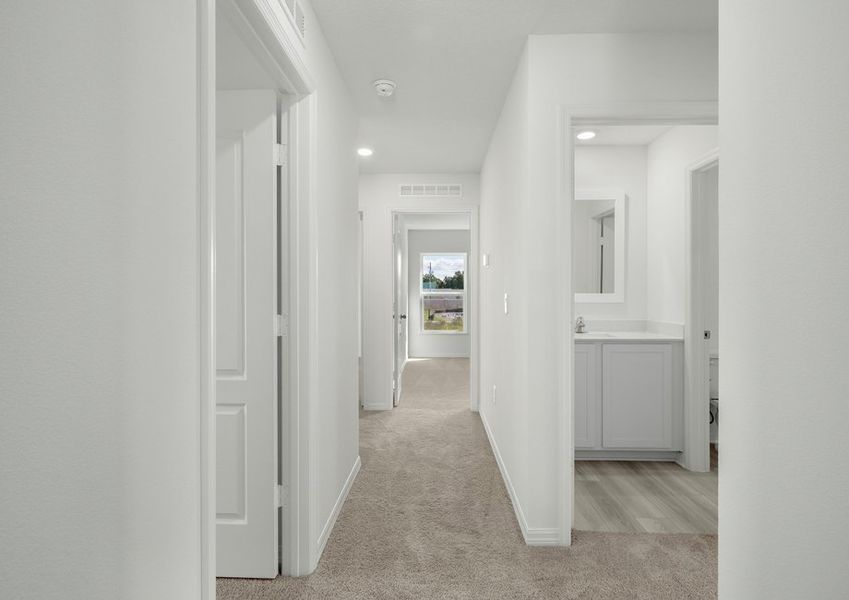 The hallway locate don the second floor connects all rooms seamlessly