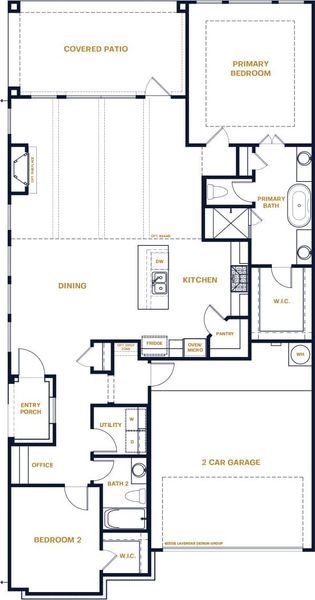 2D floor plan layout for the Newcastle by Sitterle Homes in Parmer Ranch Cottages, Georgetown, TX (Image 3).