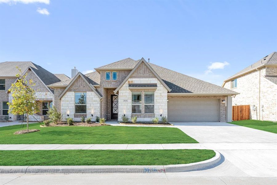 Front exterior of a new home in Ridge Ranch Classic 60, Mesquite, TX, highlighting curb appeal (Image 1).