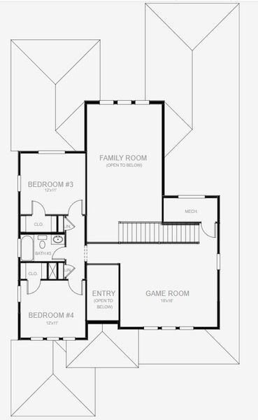 2D floor plan layout for the 2713F by Perry Homes in Mandarin Grove, Palmetto, FL (Image 4).