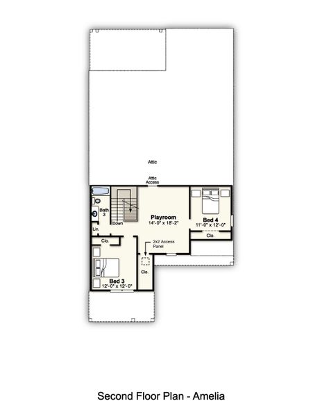 2D floor plan layout for the Amelia by Grant & Co in Lockwood, Collierville, TN (Image 4).