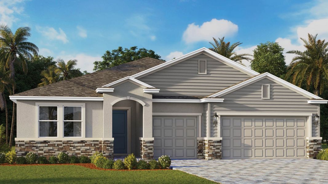 Representative exterior photo of a completed home built from the Camden by D.R. Horton in Indian River Preserve, Mims, FL (Image 2).