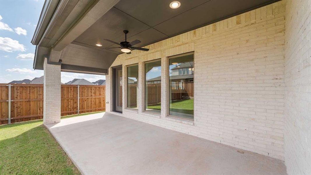 Exterior details and patio area of a home in Mosaic 50', Celina (Image 3). Exterior details and patio area of a home in Mosaic 50', Celina (Image 3).