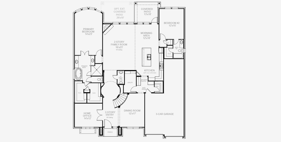 2D floor plan layout for the 4098W by Perry Homes in Lakes of Cane Island, Katy, TX (Image 4).