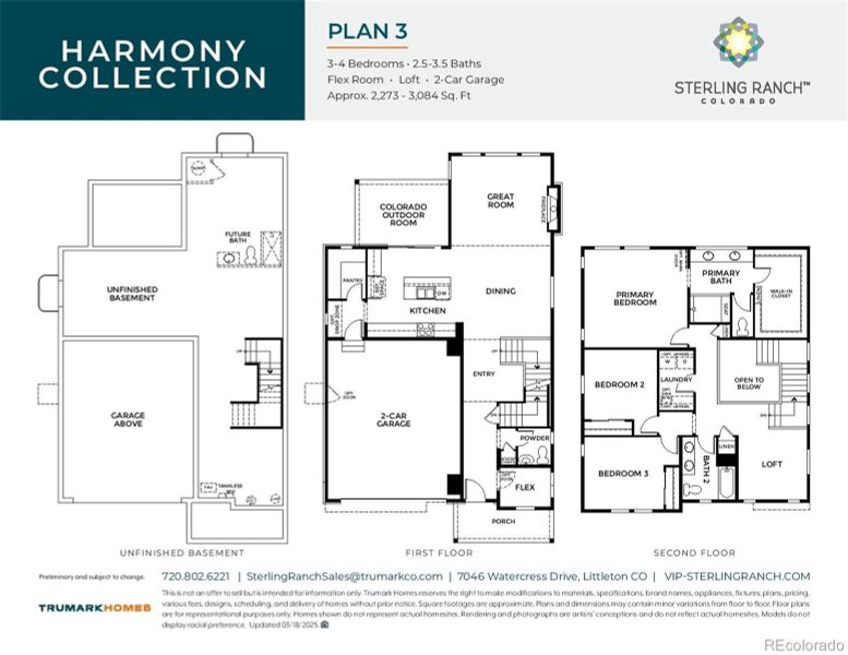 2D floor plan layout of this home in Harmony at Sterling Ranch, Littleton, CO (Image 3).