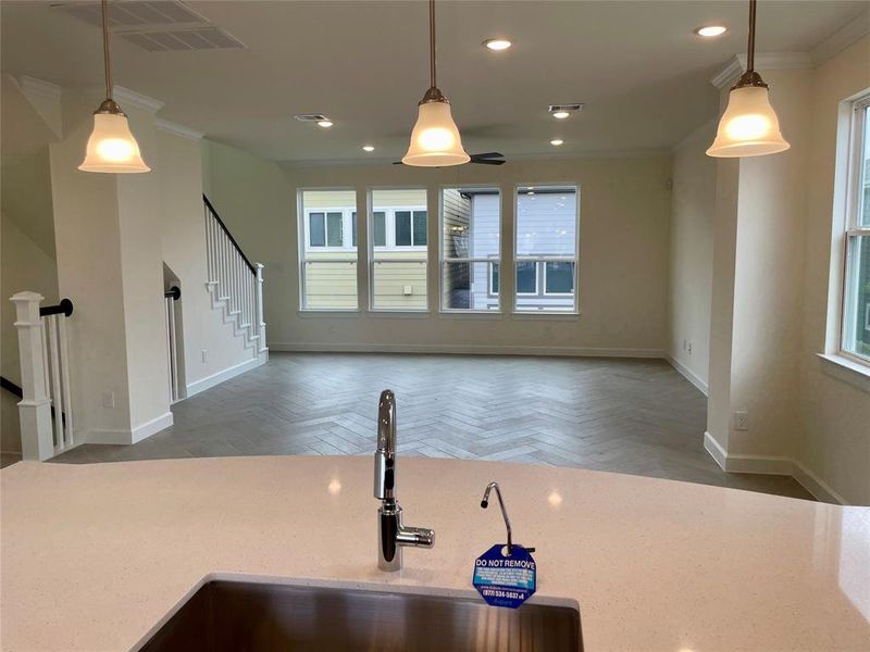 Kitchen overlooks great room