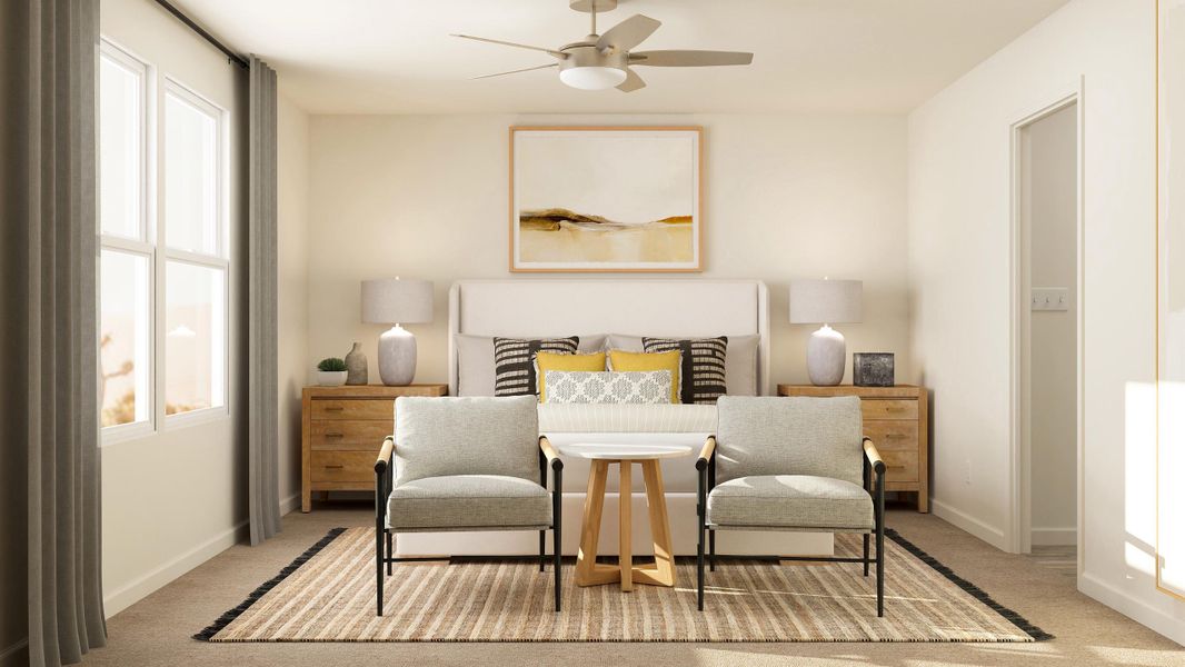 A room with a table and chairs. A room with a table and chairs.