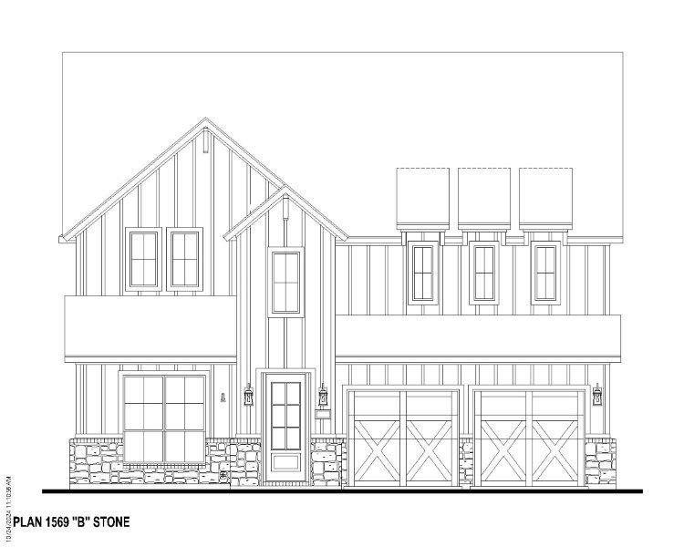 Plan 1569 Elevation B w/ Stone