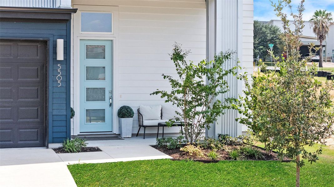 Love this pop of color that highlights the covered front porch.