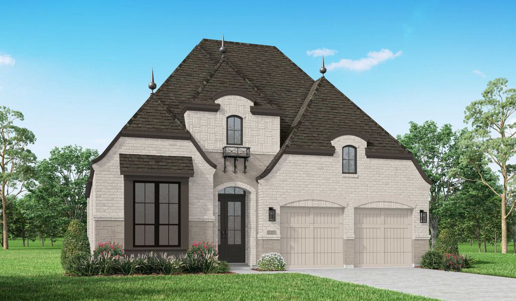 Representative exterior photo of a completed home built from the 564 Plan by Highland Homes in Star Trail: 55ft. lots, Prosper, TX (Image 18). Representative exterior photo of a completed home built from the 564 Plan by Highland Homes in Star Trail: 55ft. lots, Prosper, TX (Image 18).