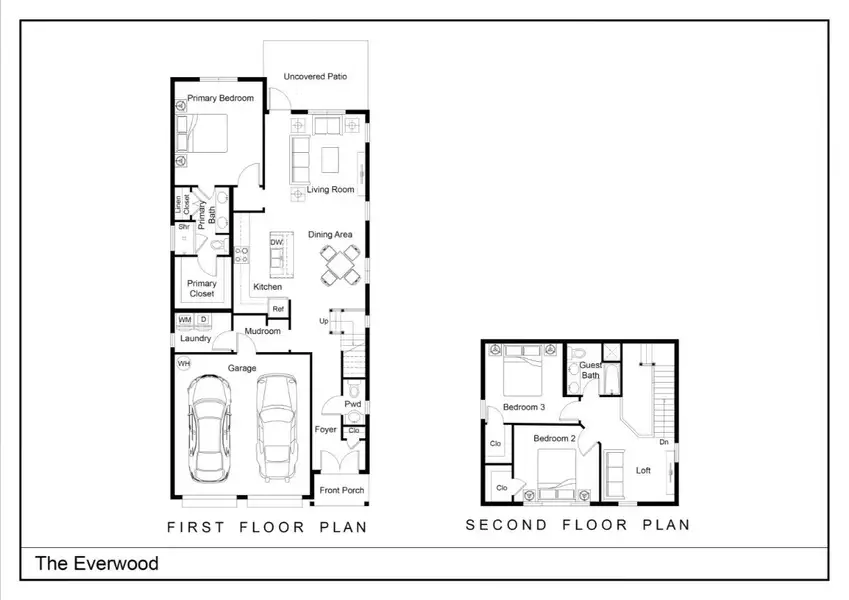2D floor plan layout for the The Everwood by Greentech Homes LLC in Heritage Walk, Chattanooga, TN (Image 4).