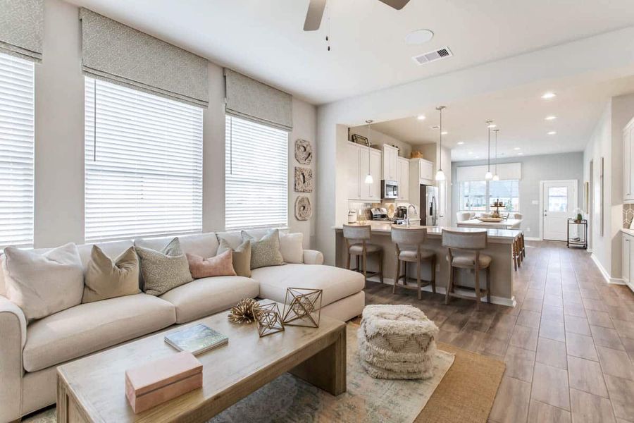 Representative furnished interior of a home built from the Adele by Chesmar Homes in Legacy at Lake Dunlap, New Braunfels (Image 4). Representative furnished interior of a home built from the Adele by Chesmar Homes in Legacy at Lake Dunlap, New Braunfels (Image 4).