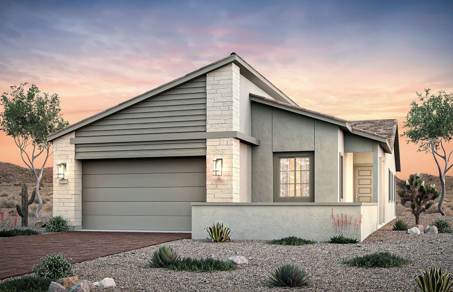 Representative exterior photo of a completed home built from the Expedition by Pulte Homes in Regent Hills - Meadow Series, Buckeye, AZ (Image 12).