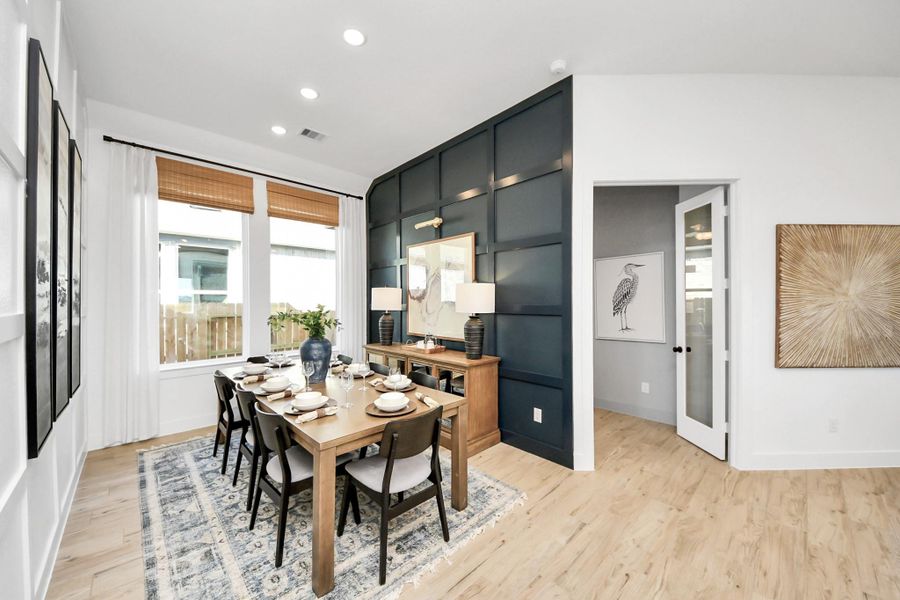 Furnished interior view inside a new home in Meridiana Courtyard Collection, Manvel (Image 17). Furnished interior view inside a new home in Meridiana Courtyard Collection, Manvel (Image 17).