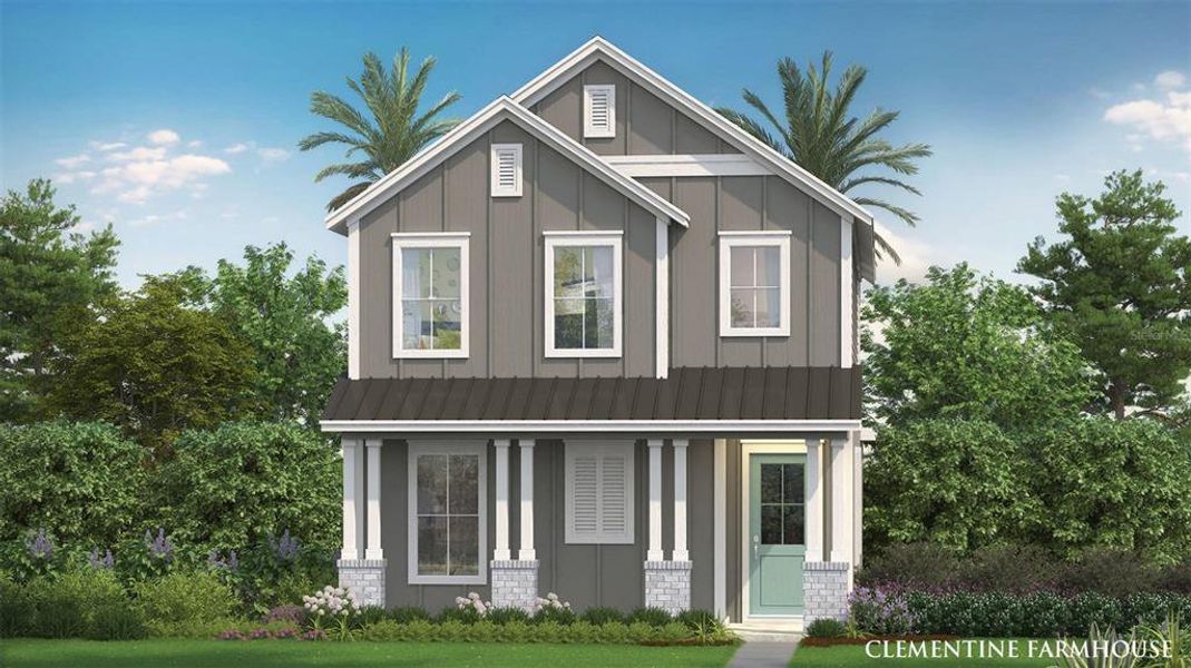 Front exterior of a new home in Trinity Place, St. Cloud, FL, highlighting curb appeal (Image 22). Front exterior of a new home in Trinity Place, St. Cloud, FL, highlighting curb appeal (Image 22).