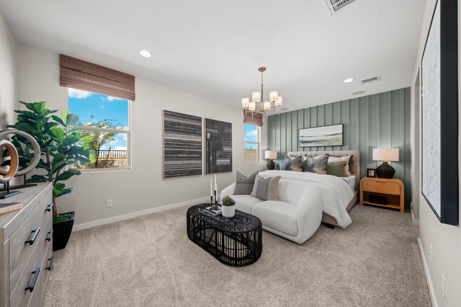 Primary Bedroom | Radiance Floorplan | Elara at Moonlight | New Homes in Maricopa, AZ by Landsea Homes Primary Bedroom | Radiance Floorplan | Elara at Moonlight | New Homes in Maricopa, AZ by Landsea Homes