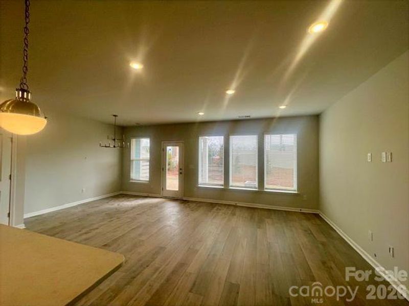 Family room features 3 large picture windows