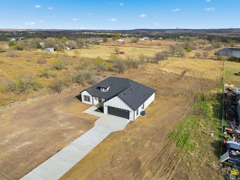Aerial view of sparsely populated area