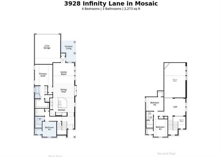2D floor plan layout of this home in Mosaic: 40ft. lots, Celina, TX (Image 2).