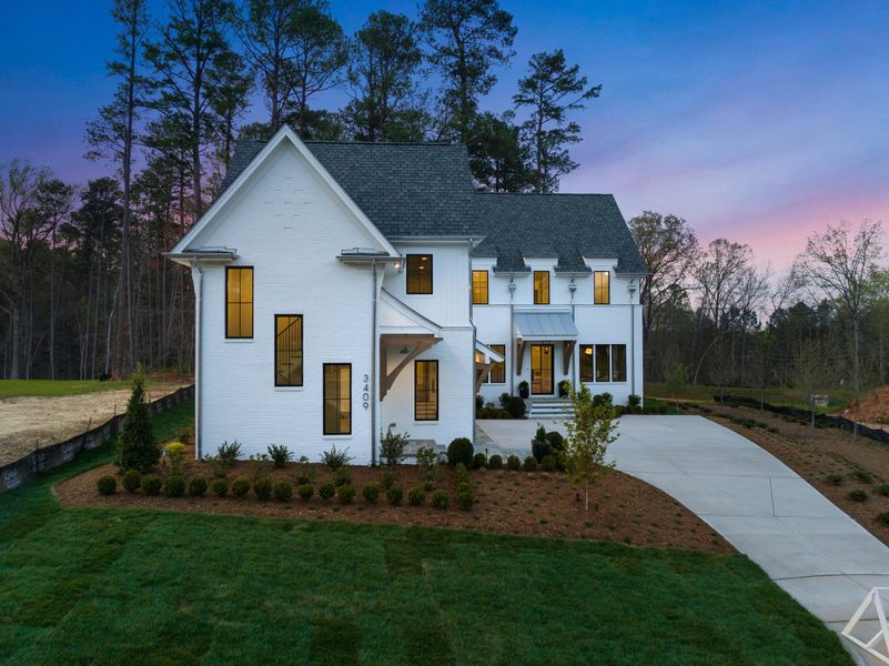 Representative exterior photo of a completed home built from the Eloise by Homes by Dickerson in The Founding at Blue Ridge, Raleigh, NC (Image 23). Representative exterior photo of a completed home built from the Eloise by Homes by Dickerson in The Founding at Blue Ridge, Raleigh, NC (Image 23).