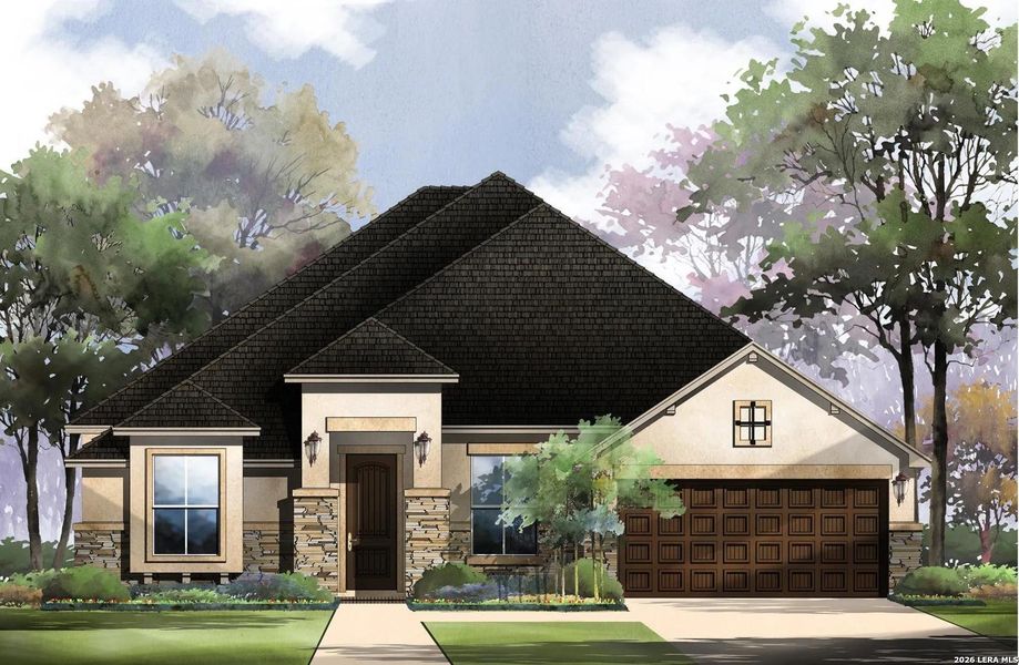 Exterior rendering of this home design in Esperanza - 70', Boerne, TX (Image 2). Exterior rendering of this home design in Esperanza - 70', Boerne, TX (Image 2).