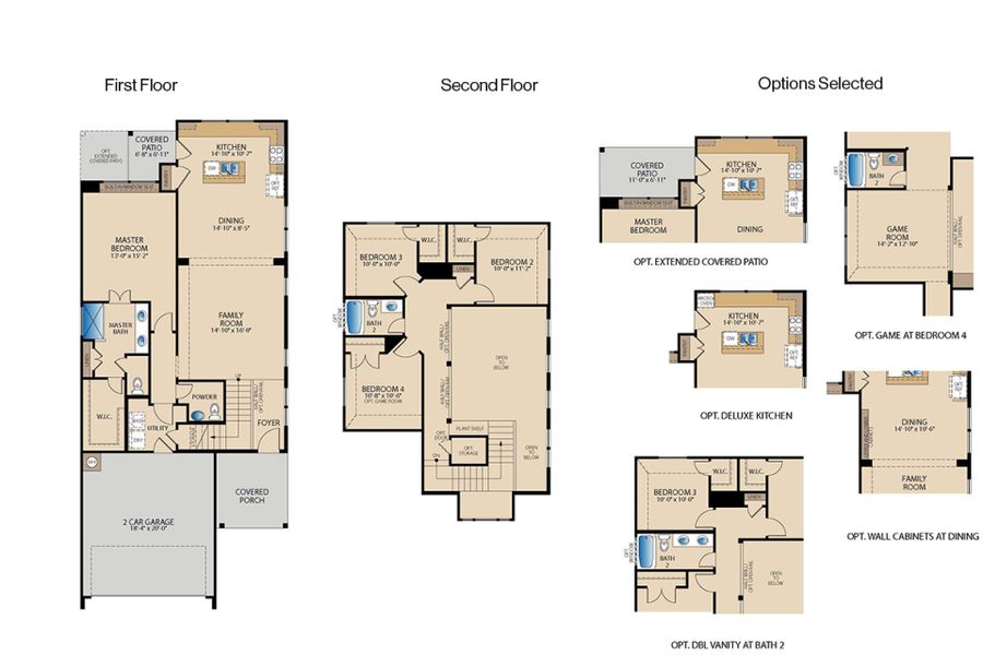 2D floor plan layout of this home in The Reserve at Spiritas Ranch, Little Elm, TX (Image 3).