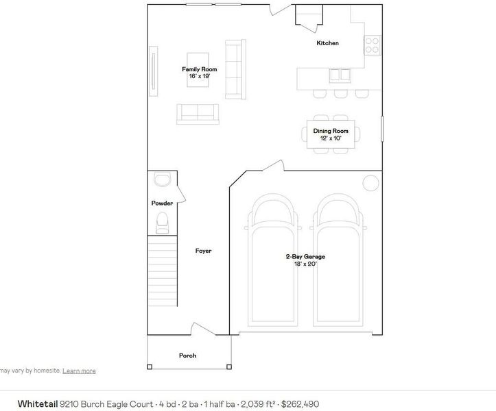 2D floor plan layout of this home in Pelly Place, Baytown, TX (Image 3).