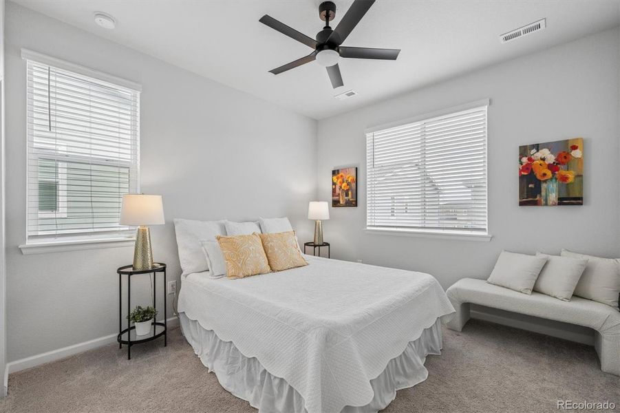 Bedroom 2, ceiling fan with light, wall closet