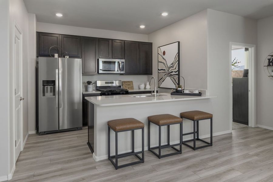 Representative furnished interior of a home built from the Plan 1262 by KB Home in Mirador Ridge Blossom, Tucson (Image 6).