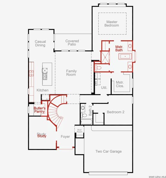 2D floor plan layout of this home in Buffalo Crossing, Cibolo, TX (Image 3).