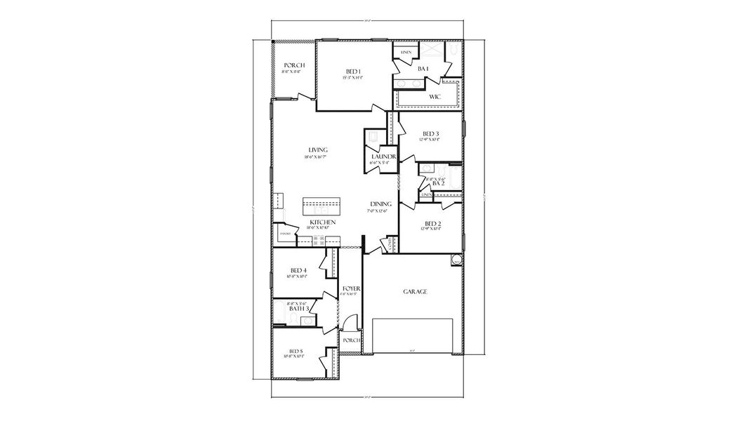 2D floor plan layout for the Lakeside by D.R. Horton in Sunny Hills, Chipley, FL (Image 4).